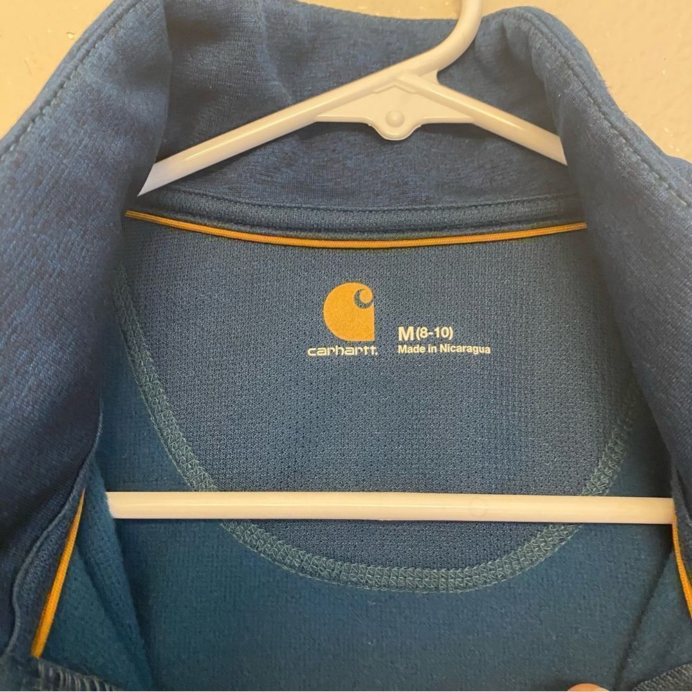 Carhartt womans fleece lined zip up jacket embroidered logo front teal blue M - Picture 7 of 13